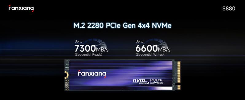 FANXIANG S880 1TB NVMe SSD, PCIe 4.0 M.2 2280 for PS5/Gaming/Computing, Internal Solid State Drive, Sequential Read/Write Speeds Up to 7300/7100MB/s