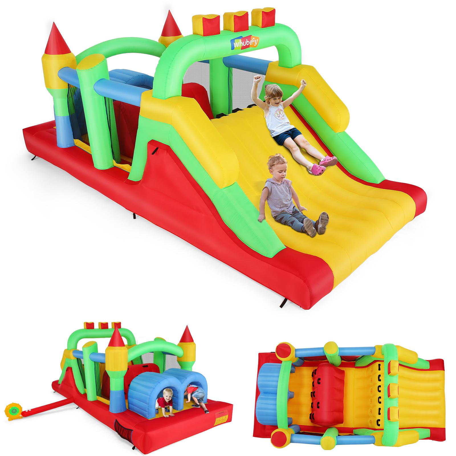 Inflatable Castle - Obstacle Trampoline Bouncy House Volleyball Playground - 5.50 L x 2.50 W x 2m H large bouncy house with large bouncy area/slide