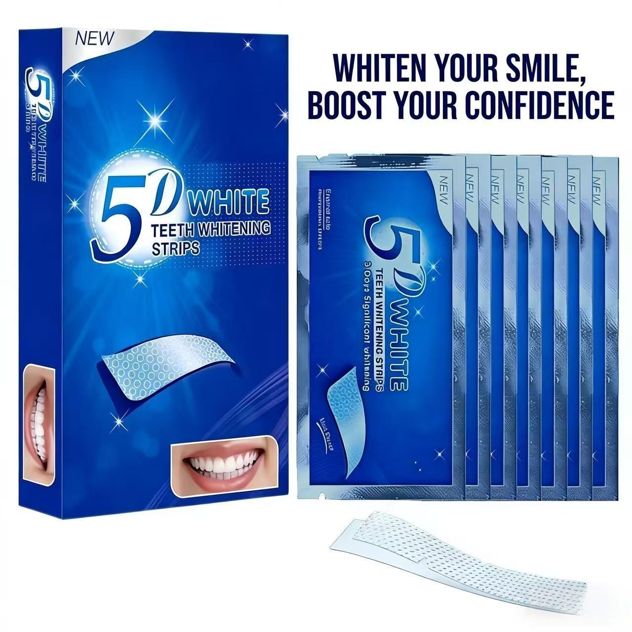 21 Pairs 5D Teeth Whitening Strips, Mint Flavor, 8% Pap, Fresh Breath, Single Item, Gel Form, Fda Registered, Made in China