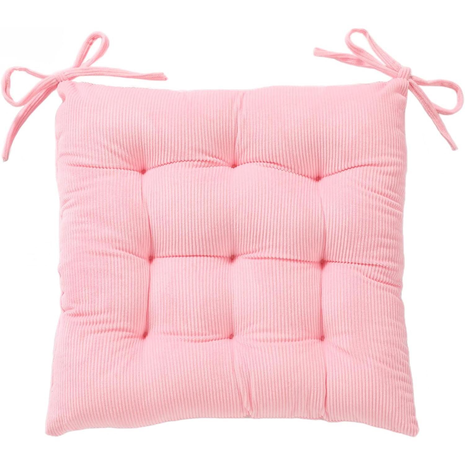 Corduroy Chair Cushion with Ties Ultra Soft Warm Floor Cushion for  Reading Nook Comfortable Square Seat Cushion for Adult 15.7”x15.7”, Khaki