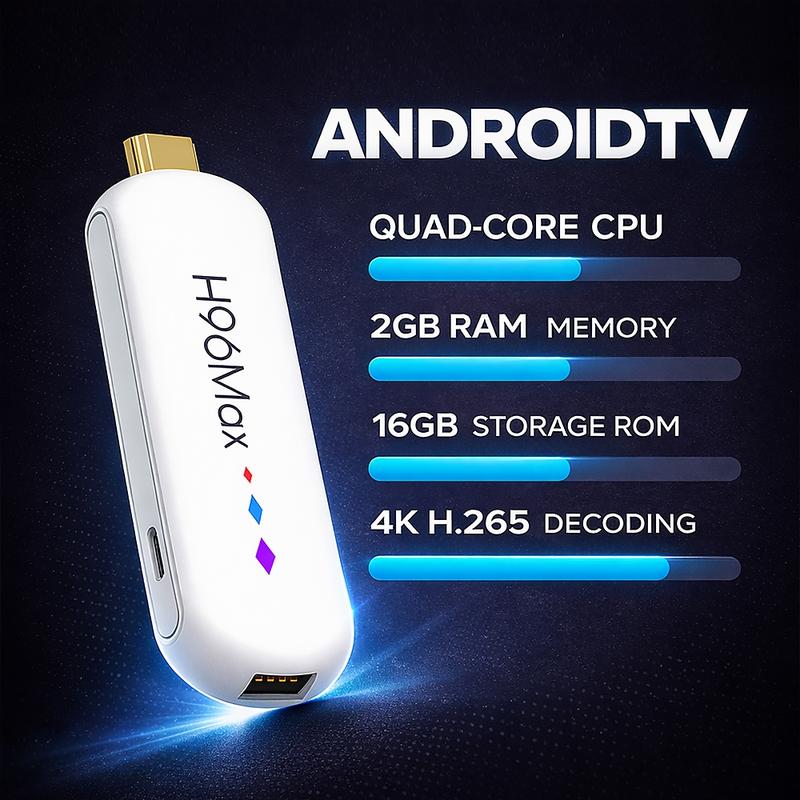 Android 14 TV Stick 4K UHD H96MAX TV Box | 5-Core ARM GPU, Dual-Band WiFi, BT, Voice Remote | Supports Netflix Disney+ Streaming Android 14 TV Stick 4K UHD H96MAX TV Box | 5-Core ARM GPU, Dual-Band WiFi, BT, Voice Remote | Supports Netflix Disney+ Streaming