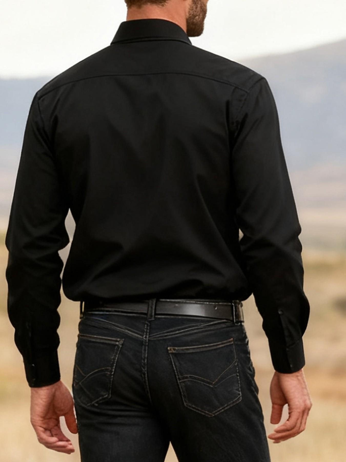 Men's Western Cowboy Shirt Csc21, Print Design, Fitted Long Sleeve Collared Shirt, Modern Style, Casual and Formal Wear