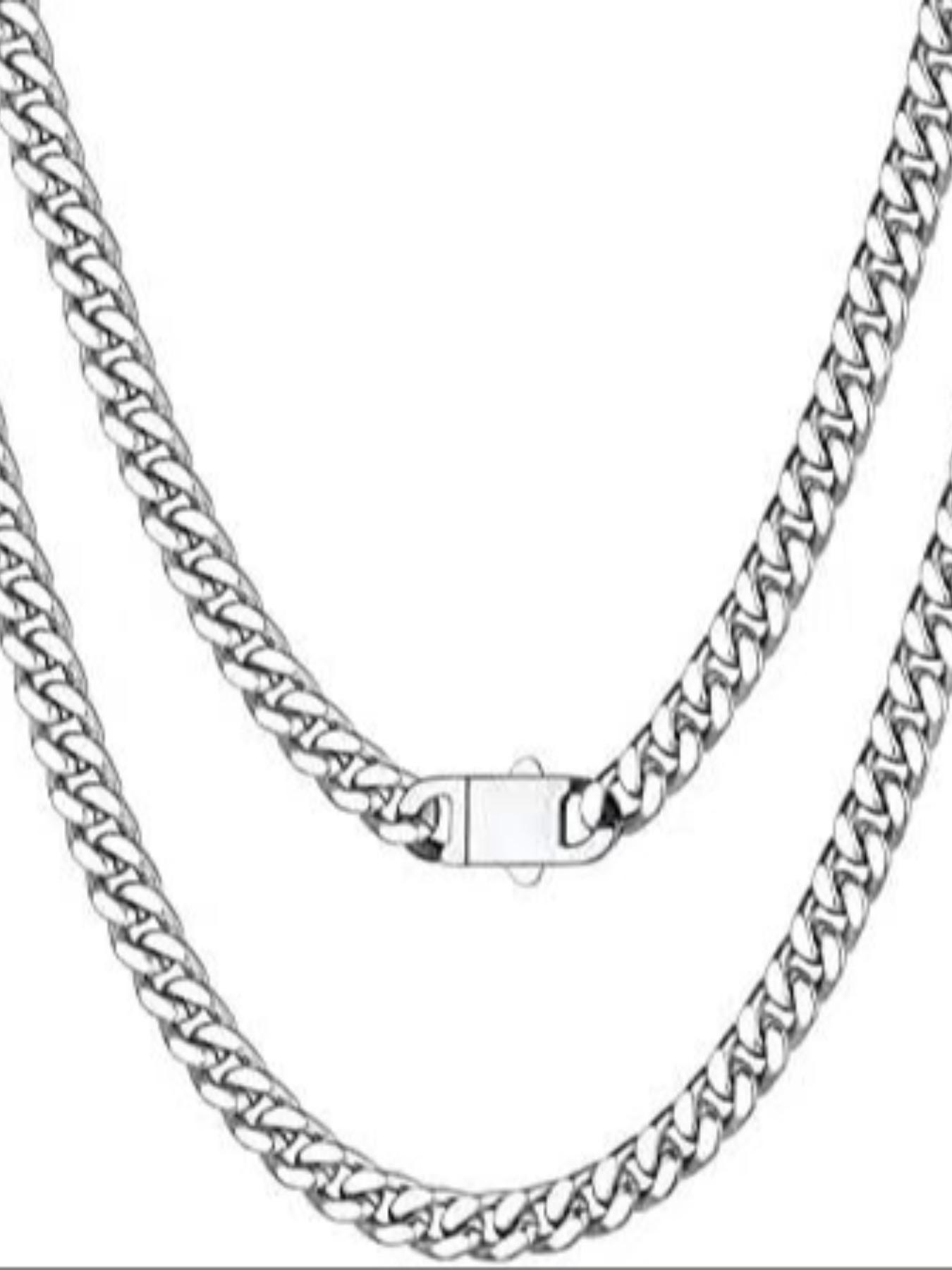 Titanium Steel Cuban Link Chain Necklace for Men Women, Non Tarnish Hypoallergenic Curb Chain, Hip Hop Jewelry for Gift