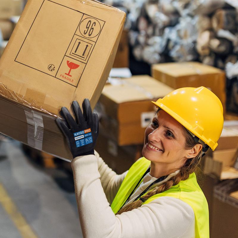 Outdoor Activity Gloves. KAYGO Safety Work Gloves PU Coated for Men and Women- KG11PB,12 Pairs,Seamless Knit Glove with Two Fingers Touchscreen,Ideal for General Duty Work (Large,Black) Outdoor Activity Gloves. KAYGO Safety Work Gloves PU Coated for Men and Women- KG11PB,12 Pairs,Seamless Knit Glove with Two Fingers Touchscreen,Ideal for General Duty Work (Large,Black)