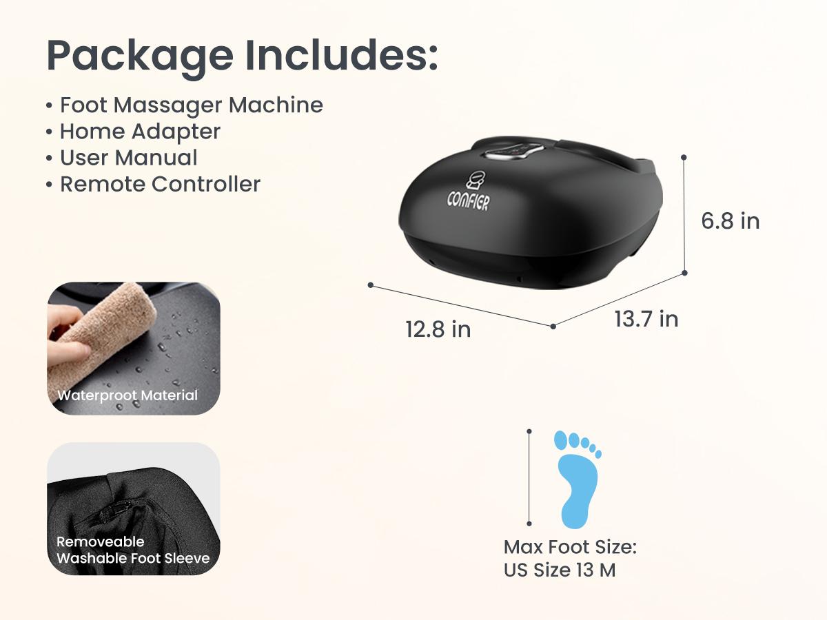 COMFIER FSA HSA Eligible Foot Massager with Remote Control,Pause Function,feet Massager with Heat,Compression,shiatsu Foot Massage for Neuropathy,Plantar Fasciitis,Gift for Men