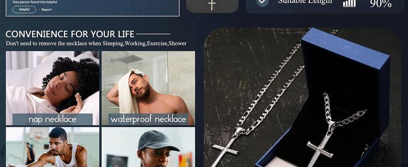 MILACOLATO 925 Sterling Silver Cross Necklace for Men Women, 5mm 316L Stainless Steel Diamond-Cut Durable Figaro Link Chain or Cuban Link Curb Chain for Men, Mens Silver Crucifix Cross Pendant Necklaces Jewelry 16-30 Inches