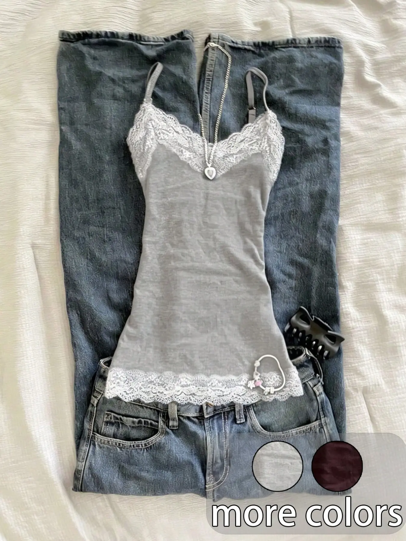 Women's Fashion Lace Trim Tank Top, Pure Desire Slim Fit Bralette, Summer Y2K Street Style, Trendy and Stylish Clothing