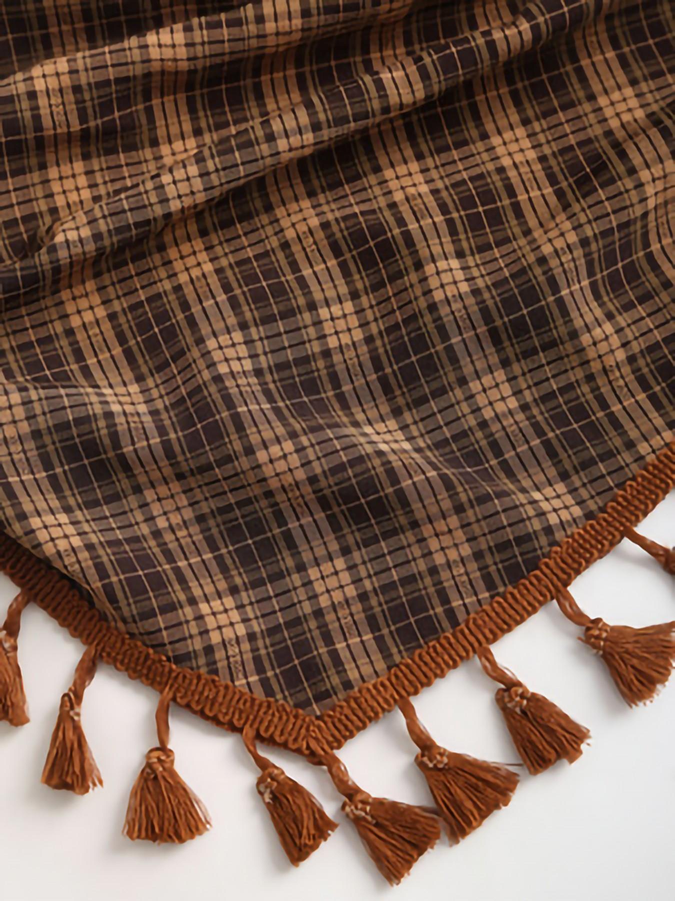 Women's French Vintage Plaid Fringe Trim Bow Design Short Tube Top, Bow Decor Cami, Perfect for Parties, Evening Events and Vacations, Elegant Style Top