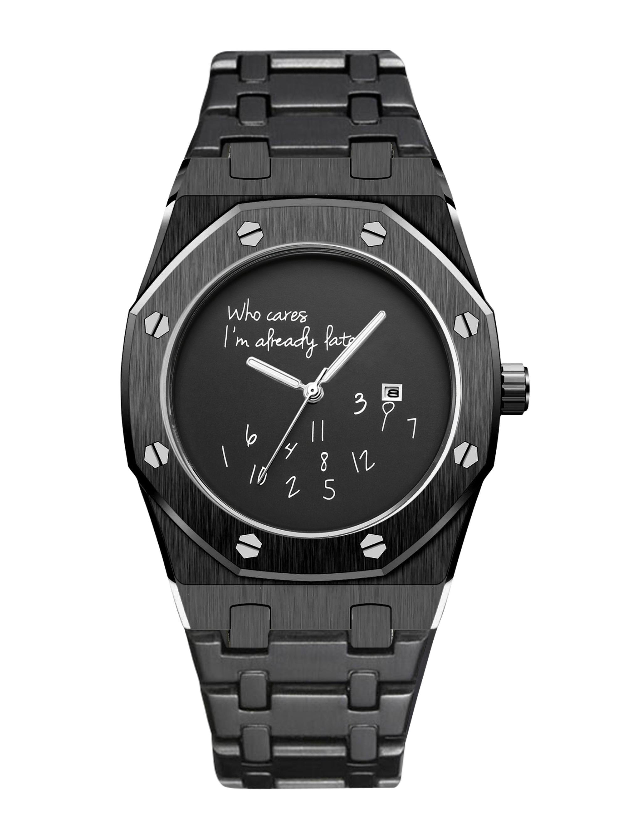Men's Steel Band Watch, Round Dial Design, Graffiti Number Pattern, Casual Vintage Fashion, High-End Men's Watch, Trendy Gift Recommendation, Quartz Watch