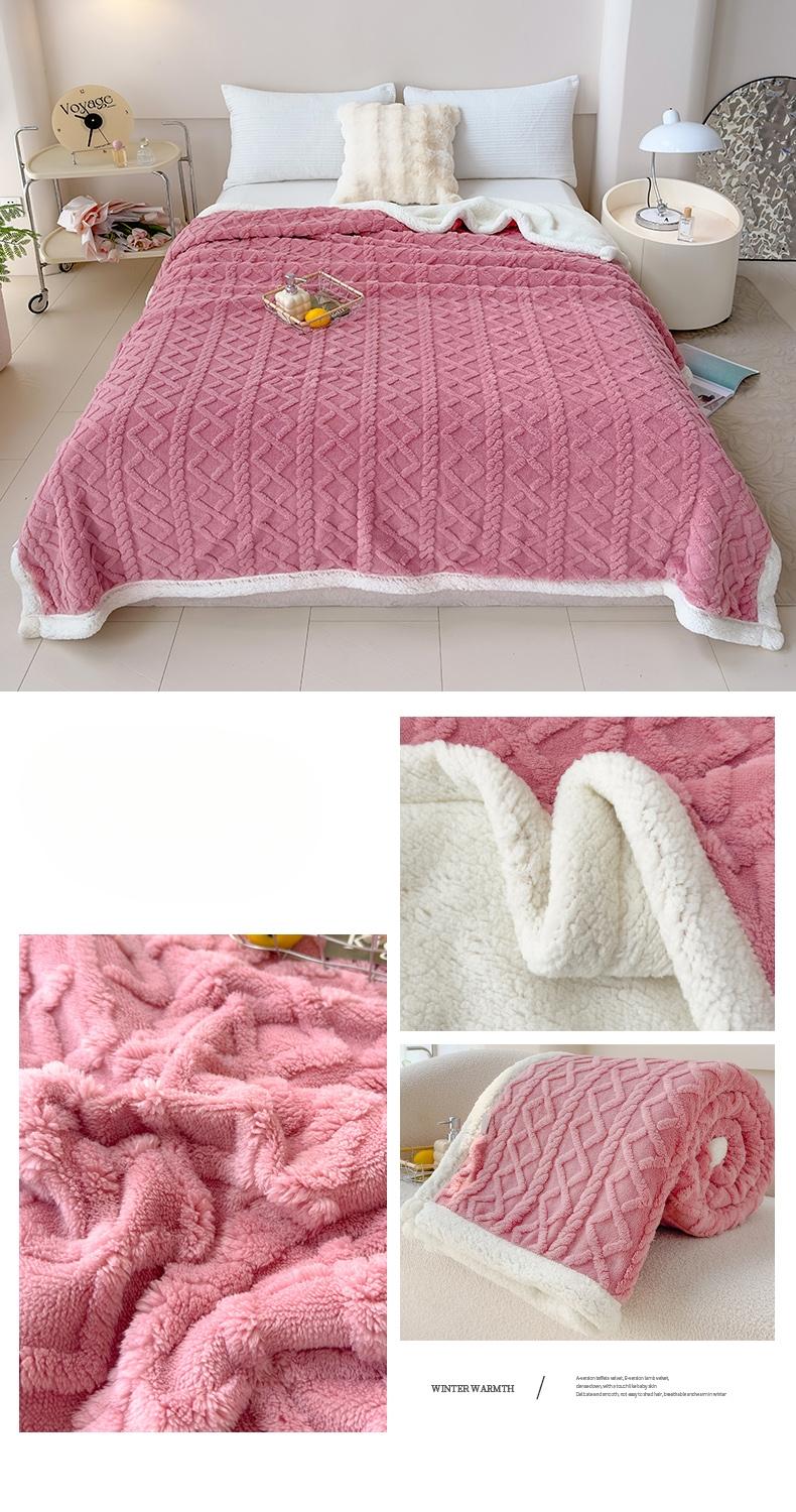Plaid Velvet Lamb Fleece Blanket, Double-Sided Thick Warm, Chunky Blanket, Winter Sofa Use, Student Dorm Nap Cover, Cozy and Comfortable