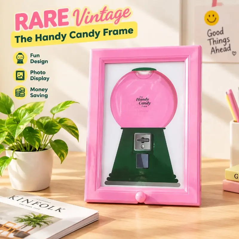 Vintage Frame Candy Dispenser, Pink Blue Yellow 3 Colors, Twist For Candy, Desktop Decor, Halloween Party Creative Candy Machine