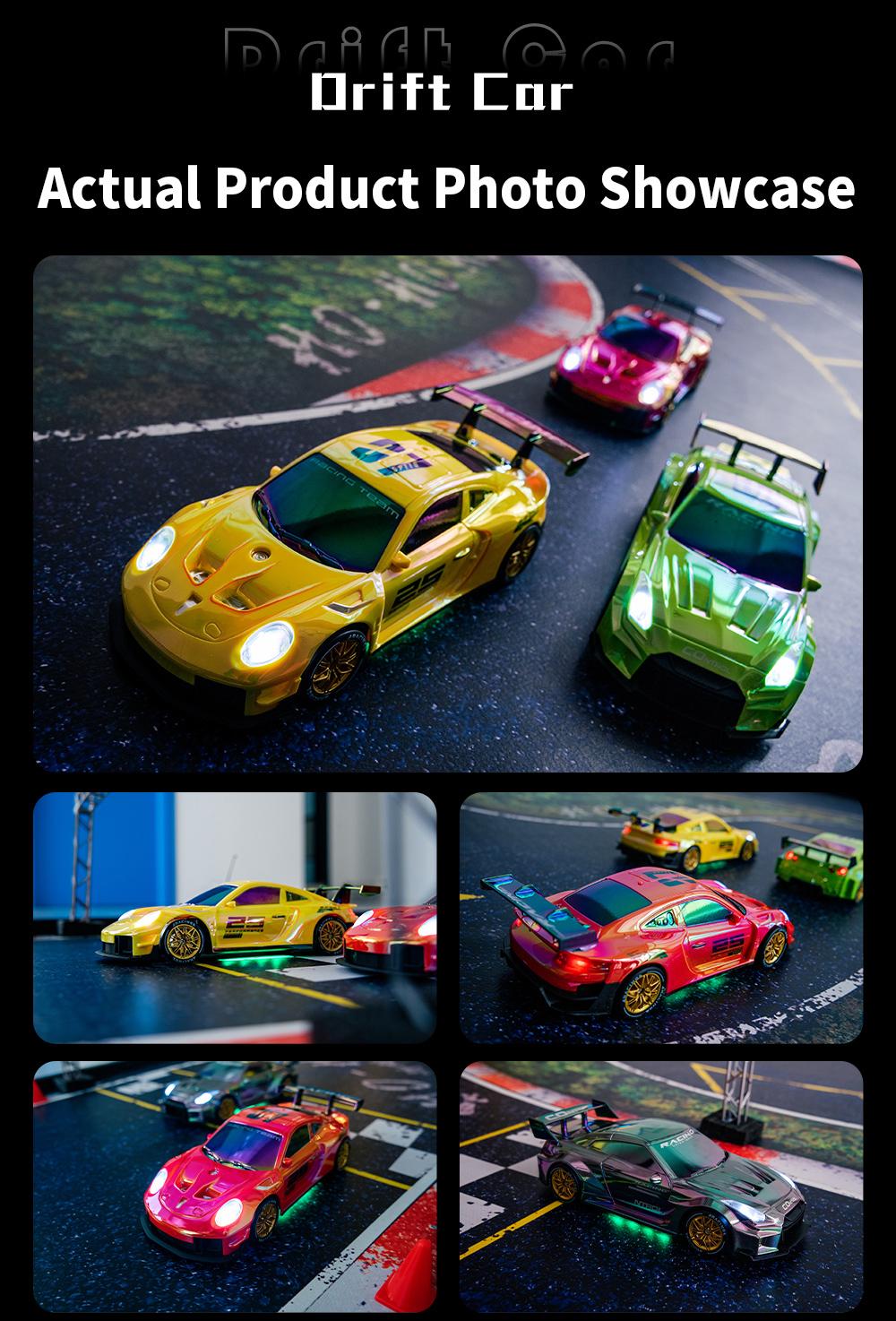 1:24 RC Drift Car, 2.4g Four-Wheel Remote Control Toy, LED Lights, Obstacle Props, Perfect Birthday Gift, Requires 2 Aa Batteries