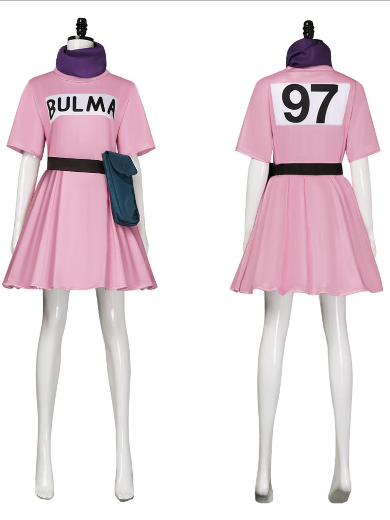 Anime Bulma Cosplay Costume Pink Dress Uniform Kawaii Girls Full Set Outfits Halloween Carnival Masquerade Party