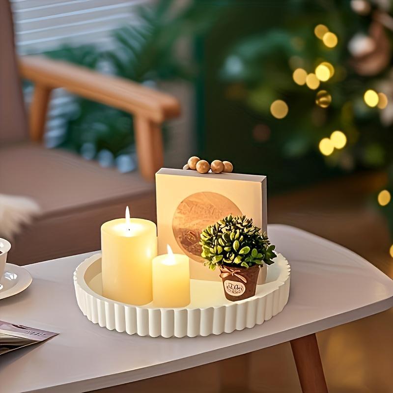 2026 Decorative Coffee Table Tray: White Round Tray, Modern Wave-Shaped Tray, Centerpiece Round Decorative Tray for Decorating Home Living Room, Dining Room, Kitchen Counter, Bathroom, Multipurpose Tray, Christmas Gift, Non-Food Contact