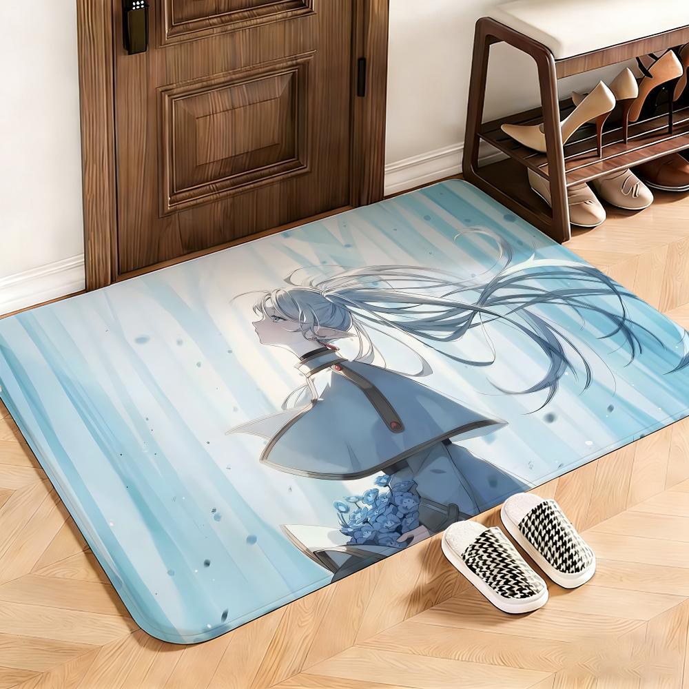 Fantasy Frieren Beyond Journey's End Floor Mat This soft flannel mat provides a cozy Soft flannel mat with quick water absorption, non-slip and durable. Easy to clean, ideal for bathroom and entryway use.