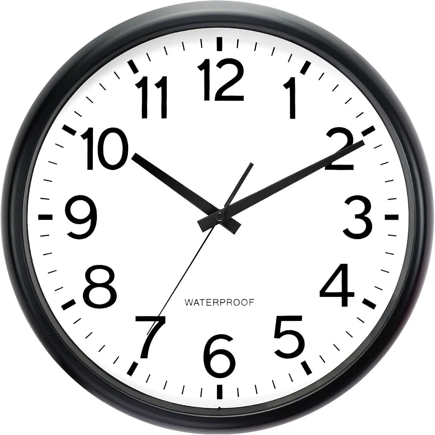 16 Inch Sealed Large Outdoor Clocks Waterproof (Black)