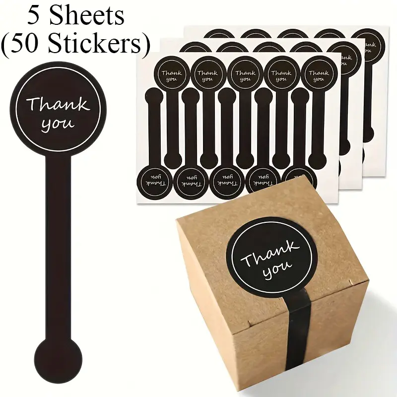 5 Sheets (50 Stickers) Handmade Food Baking Seals, Long Label Cake Stickers, Self-Adhesive Bread Stickers, Tamper-Evident Seals for Bakery Items, Handwritten