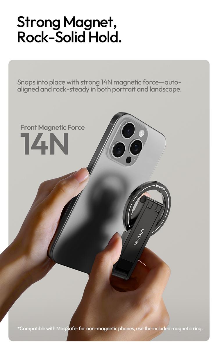 【TikTokShopBlackFriday】Ulanzi MA60 Magnetic Phone Stand for iPhone Aluminum Mini Foldable Tripod Pocket-Sized Cell Phone Stand with Magnetic Quick Mount Compatible with iPhone 12 13 14 15 16 Models - Smartphone Video Rig