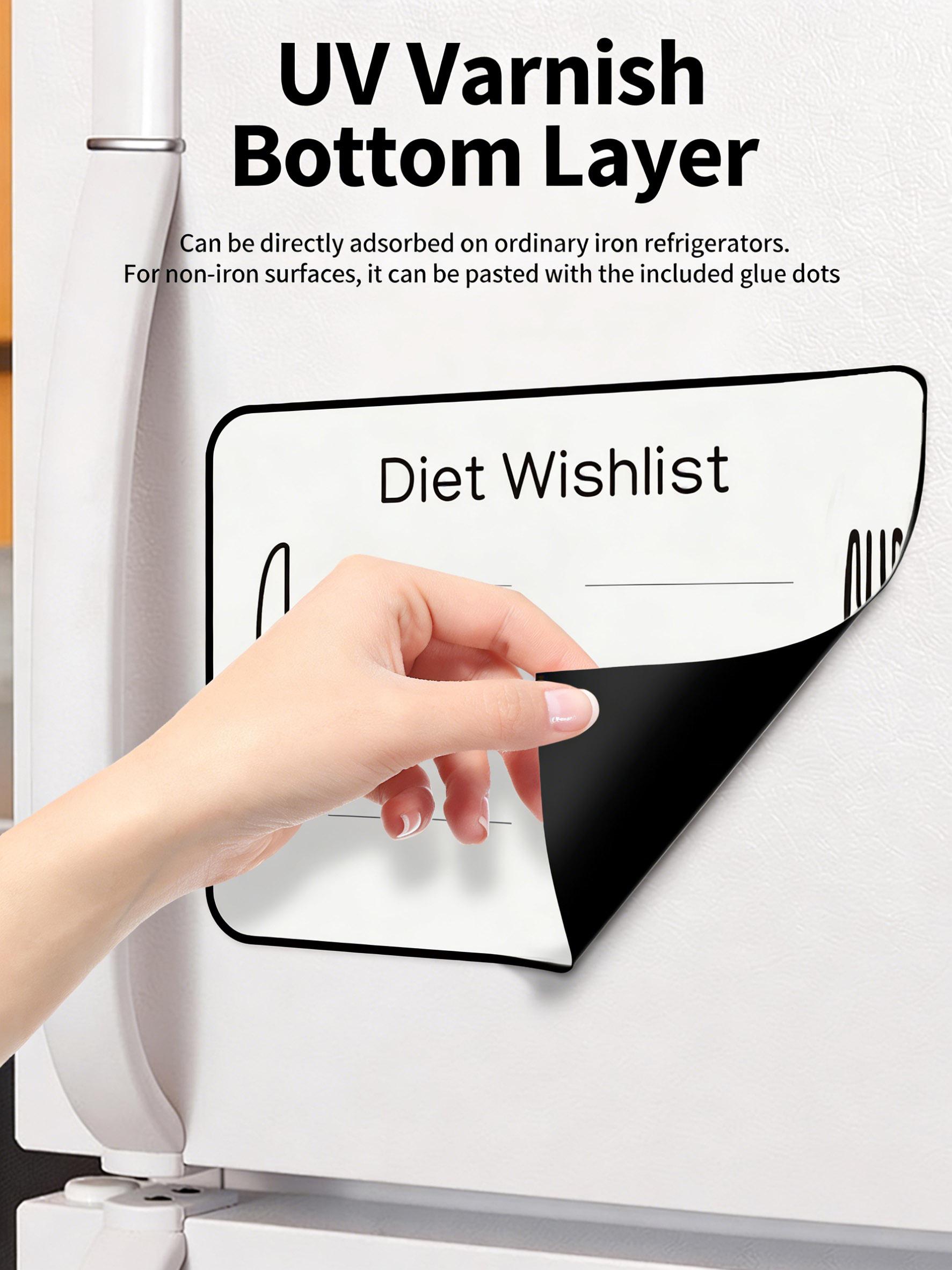 Magnetic Fridge Whiteboard Menu, Daily Shopping List Notebook, Durable Easy Clean, Strong Magnet, Perfect for Recipes Grocery Notes