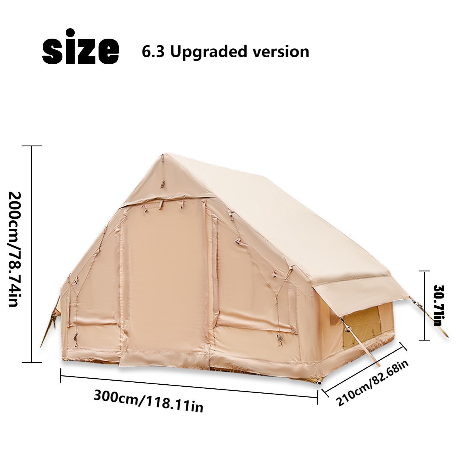 Inflatable Camping Tent for 4-8 People – Quick Setup Blow-Up Tent, 4-Season Versatile, Waterproof Portable Outdoor Tent with Stove Jack Durable Mesh Tarp