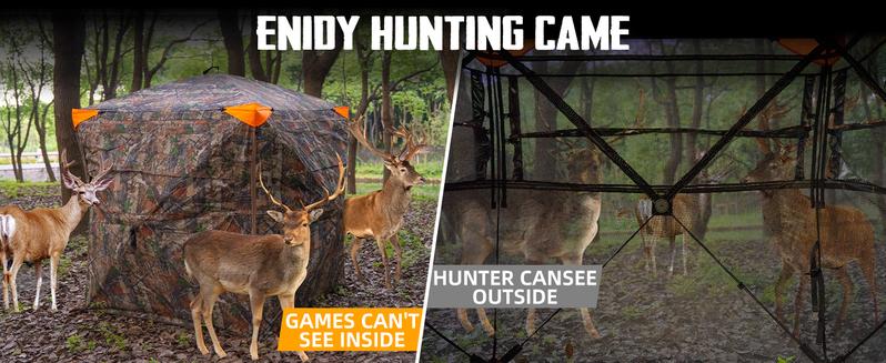 Hunting Blind with Chairs - 360° See Through Ground Blind with Floor Mat, 2-3 & 3-5 Person Pop Up Hunting Blind, Camouflage Carbon Fiber Holster for Deer & Turkey Hunting