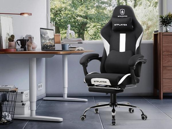GTPLAYER Gaming Chair, Computer Chair with Bluetooth Speakers, High Back Ergonomic Office Chair Desk Chair with Lumbar Support, Height Adjustable Game Chair with Footrest 330LBS, Comfy Seat, Cool Chair