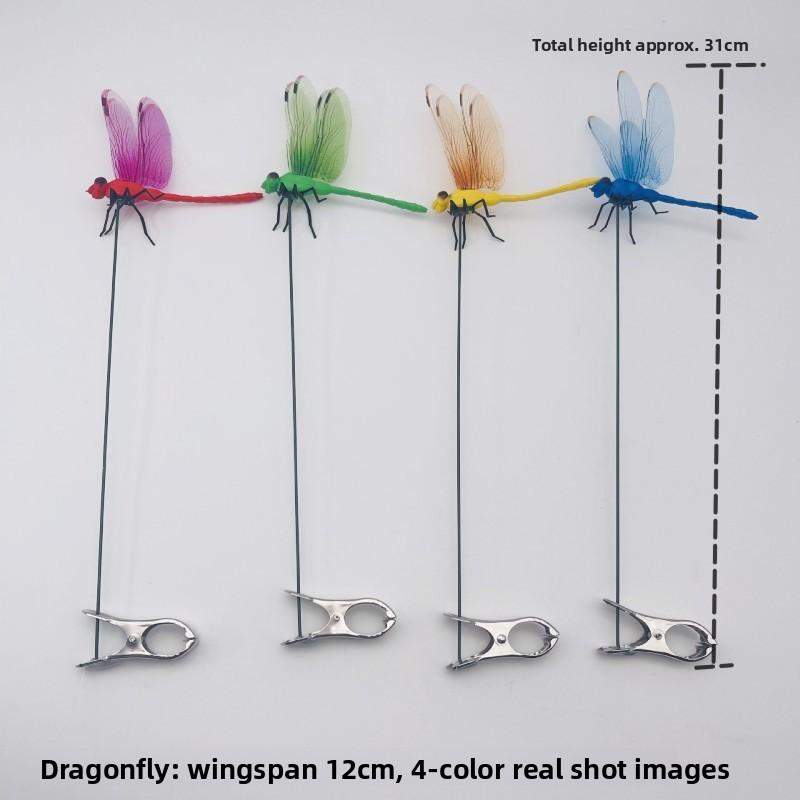 Simulated dragonfly plug rod decorative clip garden green plant creative ornament multi-color optional indoor and outdoor universal