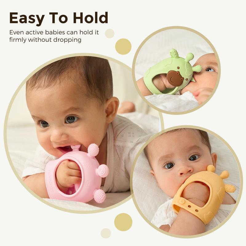 Momcozy Baby Teething Toy, Food Grade Silicone Teether, Sensory Teether for Infants 0-6 Months & 6-12 Months, Essential Baby Accessory