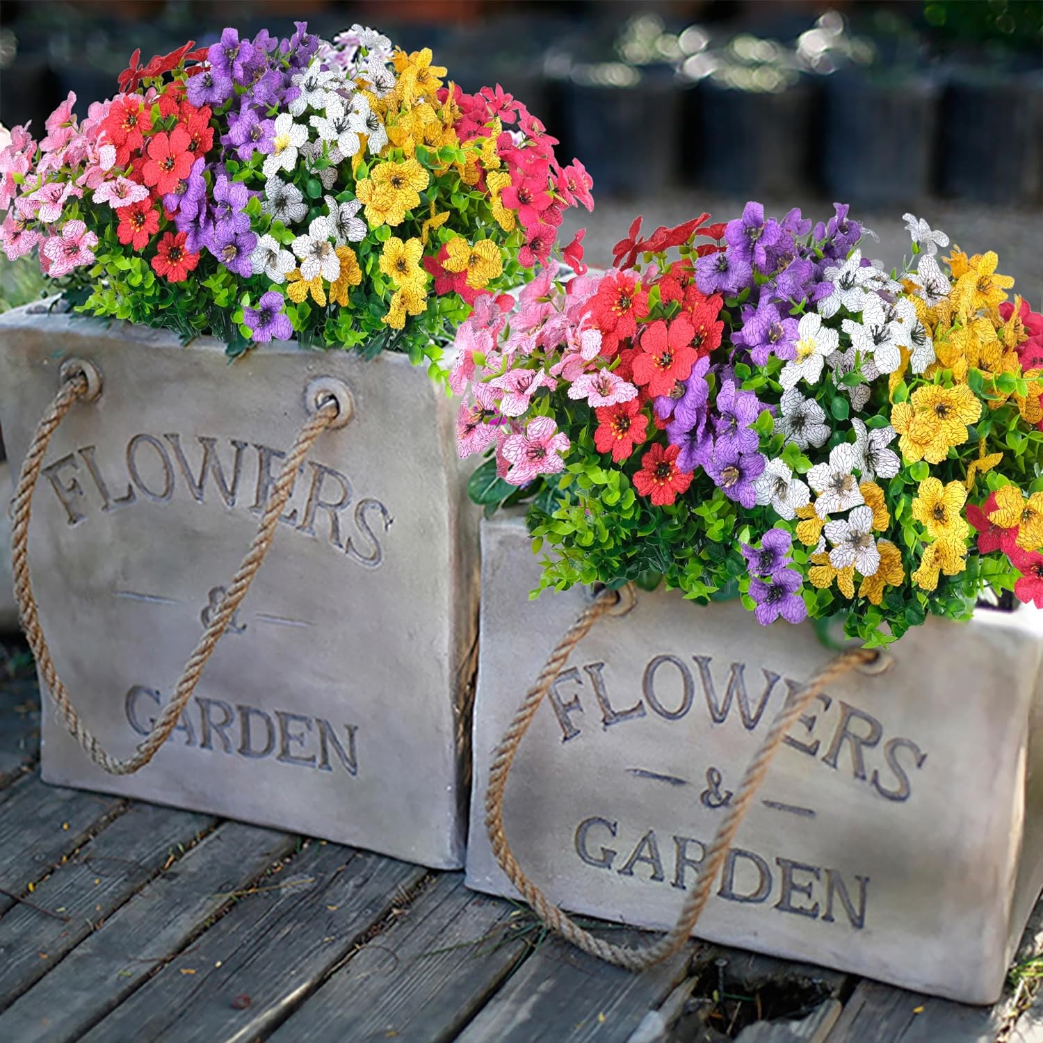 Artificial Flower (12pcs/set), Faux Flower, Fake Flower For Home Garden Decor, Colorful Artificial Flower For Outdoor Indoor Decoration, Artificial Flowers For Outside