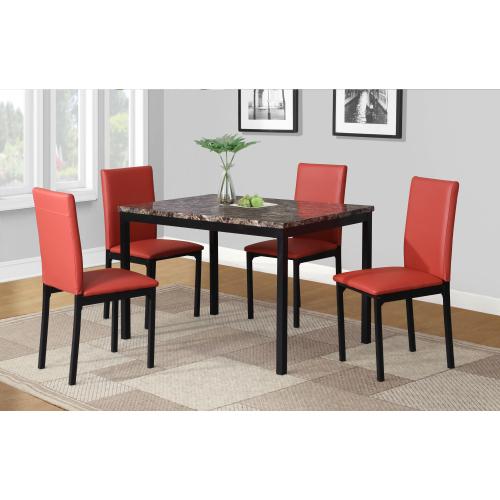 [Bellemave]Furniture 5 Piece Metal Dinette Set with Faux Marble Top - Black,dinning set,table&4 chairs