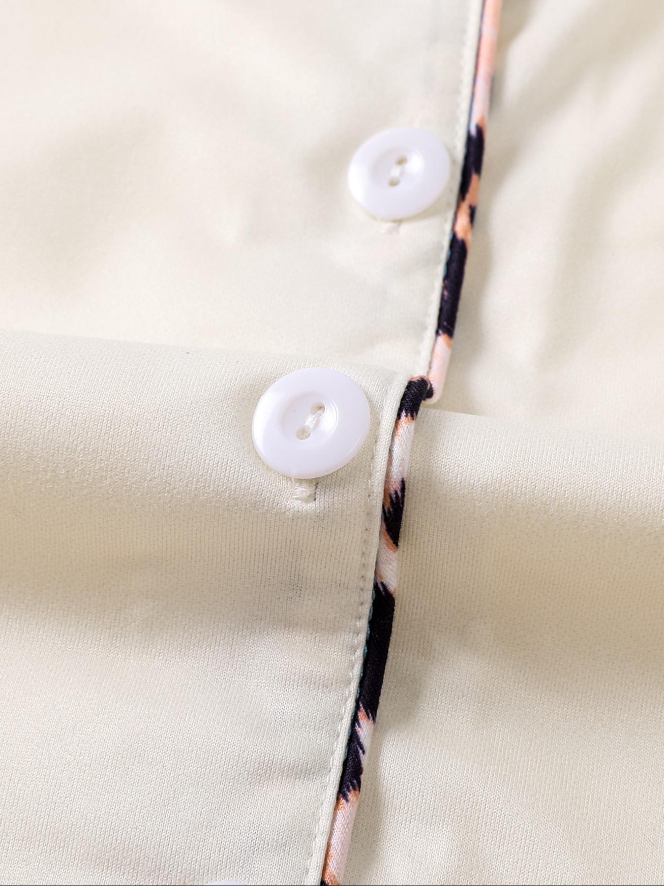 Children's 2-piece pajamas set, new style with short sleeves and shorts with a collar and pockets, fashionable pajamas, Casual Comfy Pajama, beautiful, comfortable soft pajamas, suitable for girls of middle and large size