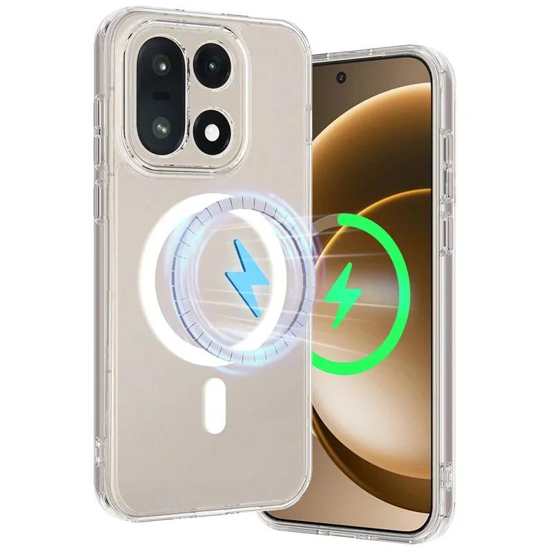 For OnePlus 15 Case ELVEV Magnetic Anti-fingerprint Hard PC TPU Transparent Phone Cover