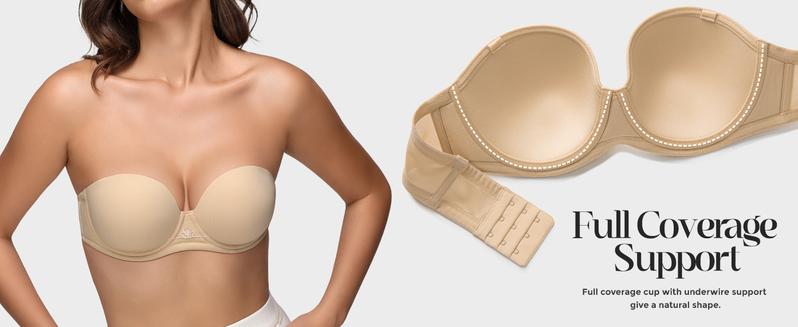 Wingslove Women's Solid Color Detachable Straps Comfort Full Figure Underwire Basic Bra