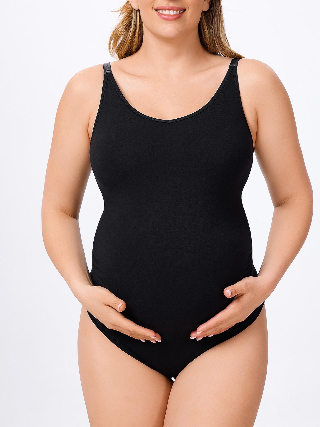 Women's Maternity One-Piece Dress, Adjustable Shoulder Straps, Ruched Belly Support, Convenient Snap Closure, Perfect for Pregnancy Photos & Daily Wear, Pregnancy Clothes