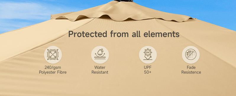 【Valentine's Day Gift】ONBRILL Outdoor Patio Umbrella with Base Includeds, 10 FT Cantilever Umbrella withstands Wind and Weather, Sturdy Sun Shade Hanging Umbrella for Deck, Pool, 240G/M2, UPF50+, Class 4 color fastness 【Valentine's Day Gift】ONBRILL Outdoor Patio Umbrella with Base Includeds, 10 FT Cantilever Umbrella withstands Wind and Weather, Sturdy Sun Shade Hanging Umbrella for Deck, Pool, 240G/M2, UPF50+, Class 4 color fastness