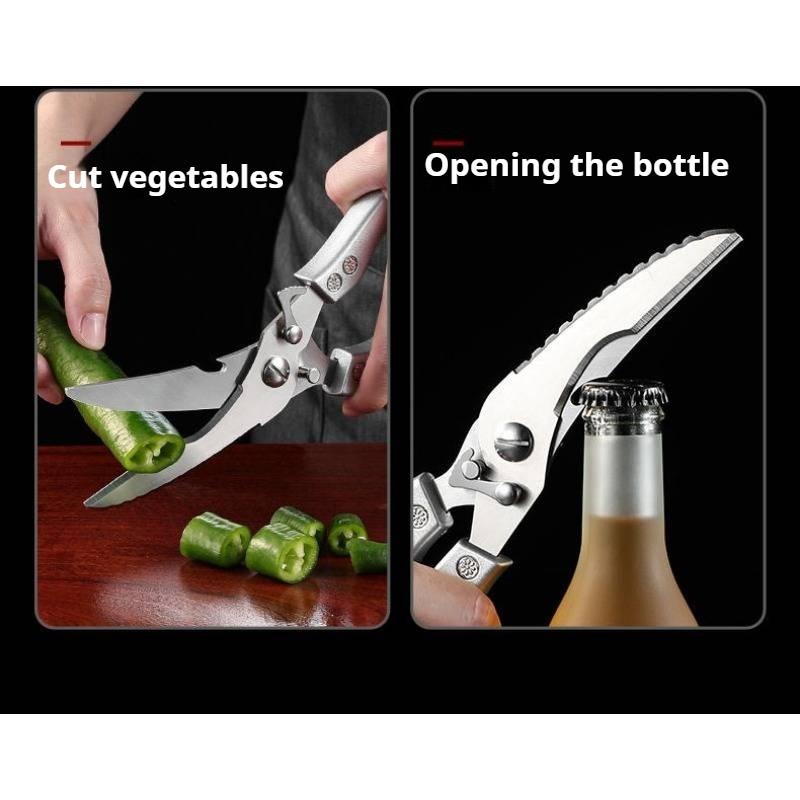 Kitchen Shears with Slip Handle & Safety Lock, Professional Heavy Duty Kitchen Scissors, Meat Cutting, Turkey, Fish, Vegetables, Dishwasher Safe, Multifunctional Stainless Steel Kitchen Scissors, Durable Home Kitchen Tool, Kitchenware