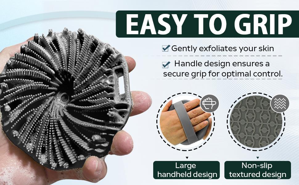 Body Scrubber, Antimicrobial Silicone, Exfoliating for Sensitive Skin,Bath & Shower Body Brush, Shower Accessories，Soft Silicone Body Scrubber Shower Brush