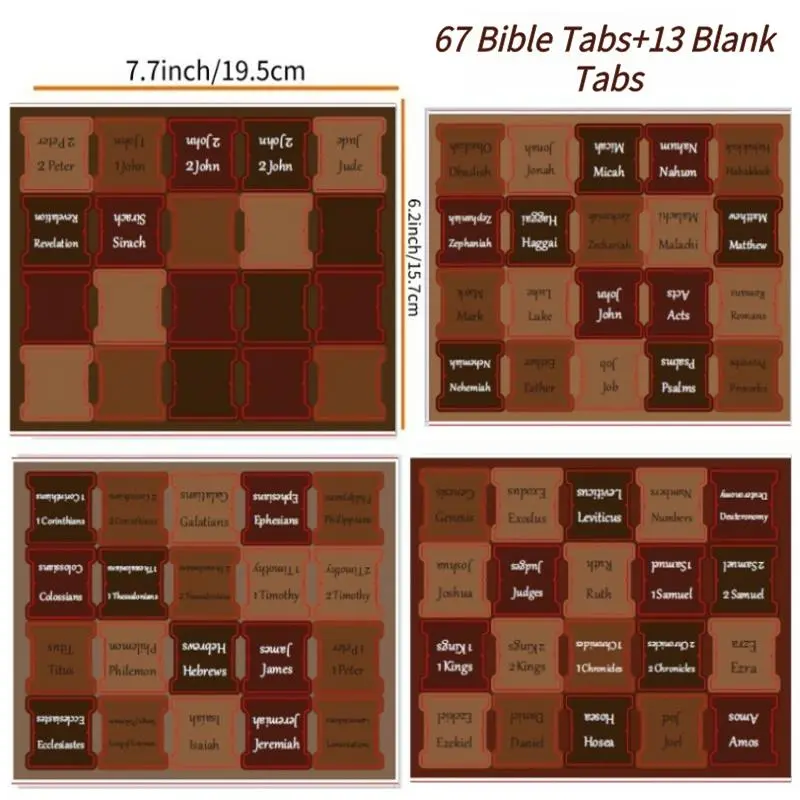 80pcs Thinkor Reposition Laminated Bible Tabs, Adhesive Tabs, Large Print Book Reading Stickers, Book Accessories, Easy to Read and Apply, Earthy, for Men and Women