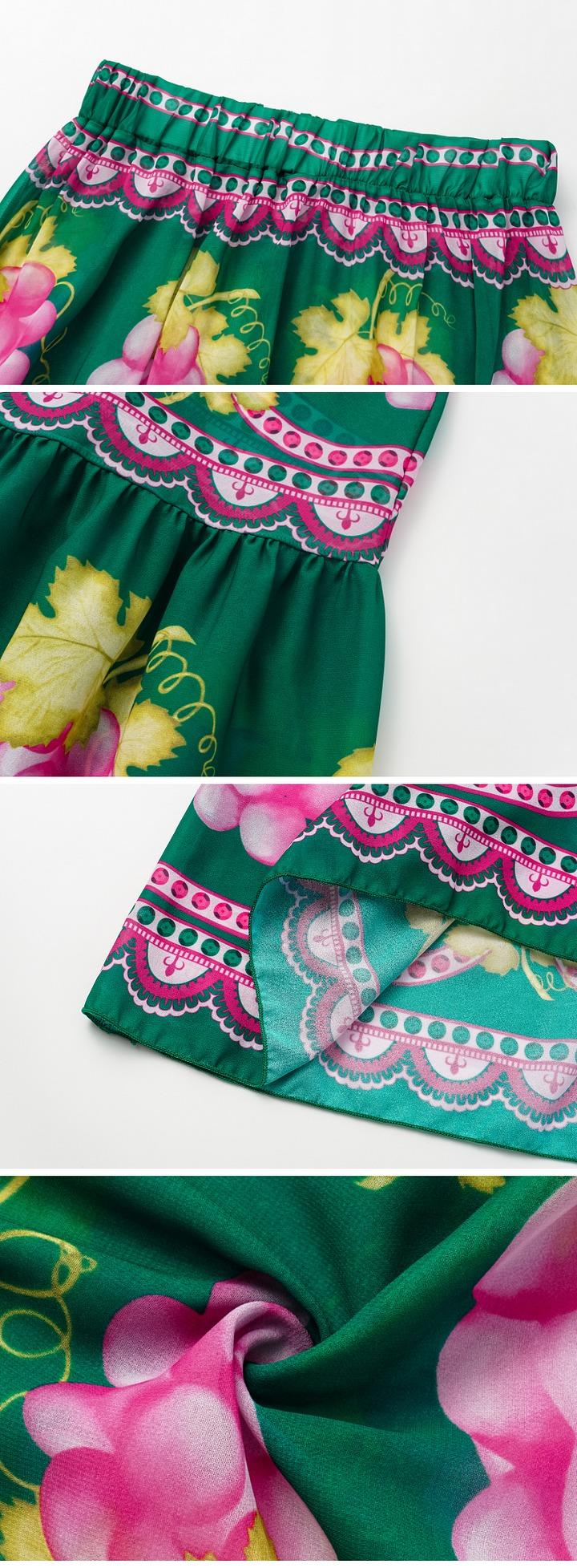 FLAXMAKER Women's Green Grapes Print V Neck One Piece Swimsuit and Matching Cover Skirt Set Beach Swimwear Swimdress Swimset Bathing Suit Stylish Beachwear #TikTokShopBlackFriday