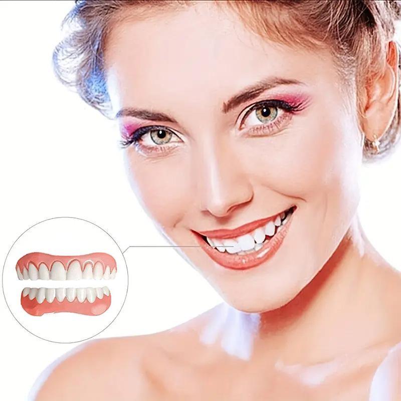 Comfortable Soft False Teeth Set, Upper and Lower Dental Appliances, Easy to Wear, Includes Storage Box, Enhances Confident Smile