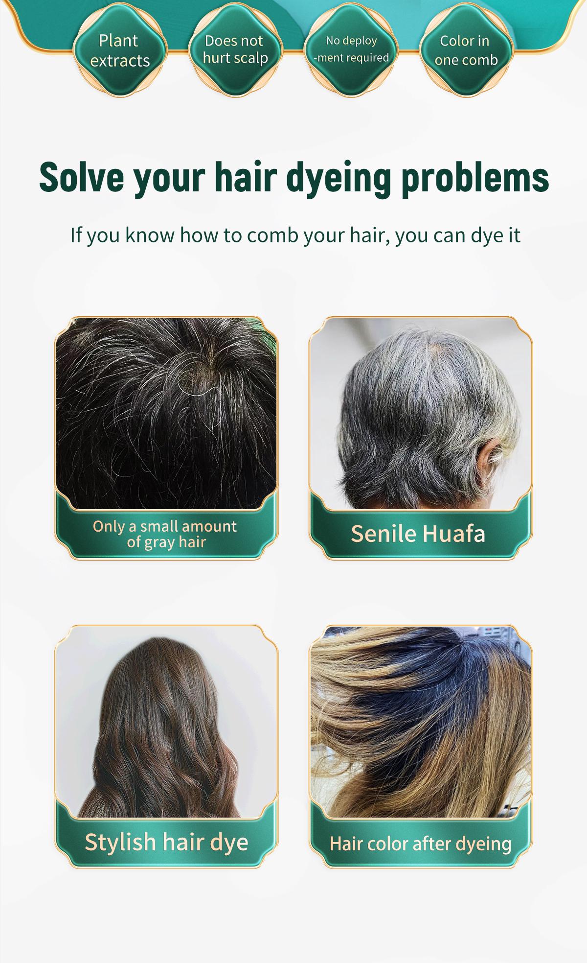 PYEONAN  Unisex Hair Dye Professional Comb  Natural Plant Extract  Without Bleaching, Instant 2 in 1 +Grey Hair Coverage and Haircare ,Grey Hair Turn to Black Color or  Drak Brown -Herbal Ingredients Hair Color 2.8Oz. /80g