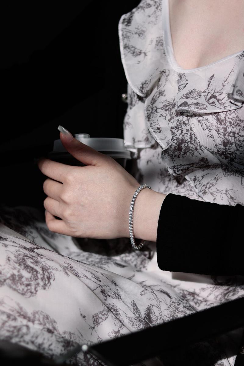 【#207 Classic Tennis Bracelet】3mm 5.2Carat Classic Tennis Bracelet Synthetic Moissanite Tennis Bracelet in 925 Sterling Silver