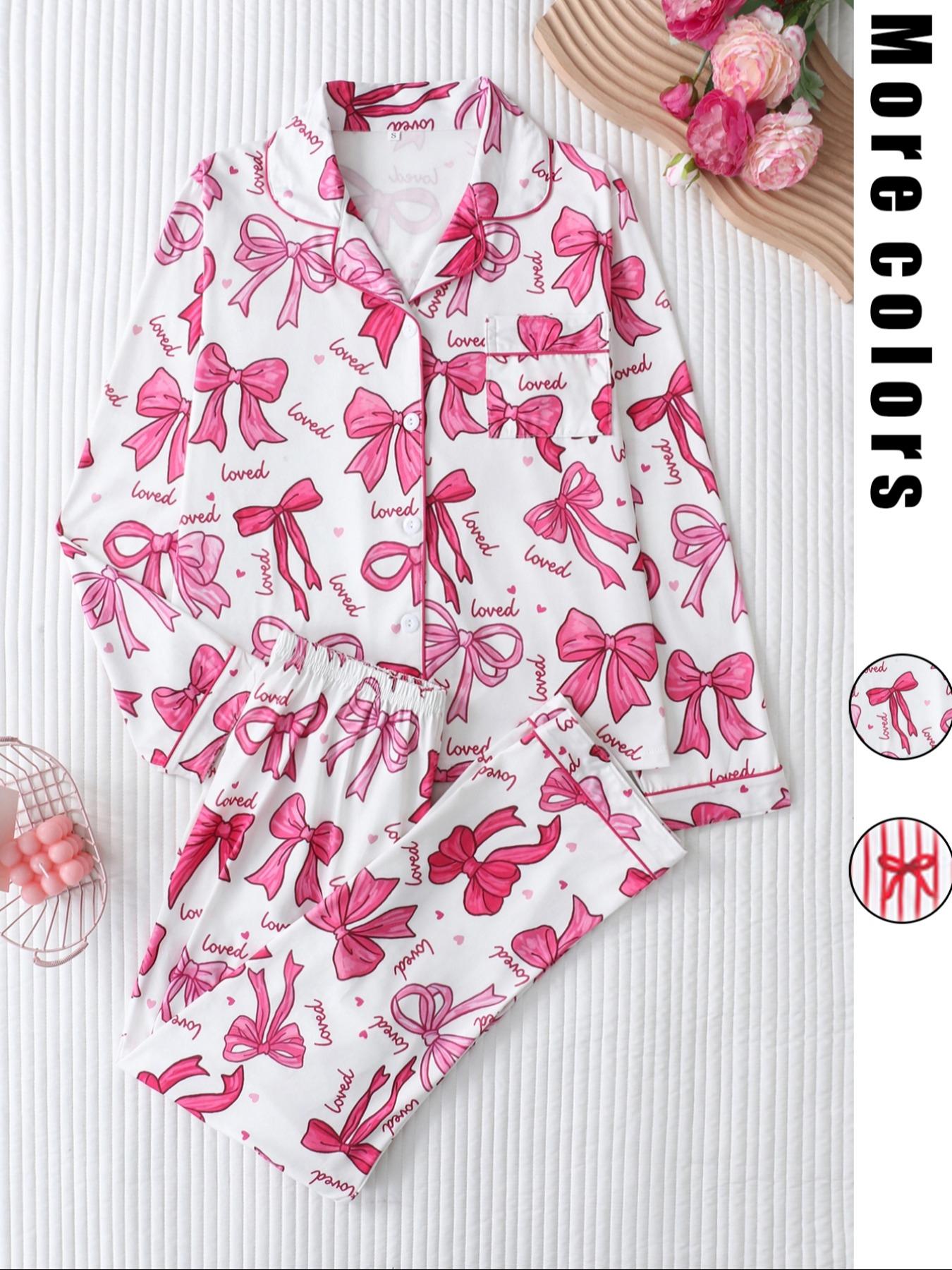 Women's Long Sleeve Striped Pajama Set, Button-Front Top & Elastic Waist Pants, Casual Fitted Sleepwear for Spring & Fall, Casual Comfy Pajama