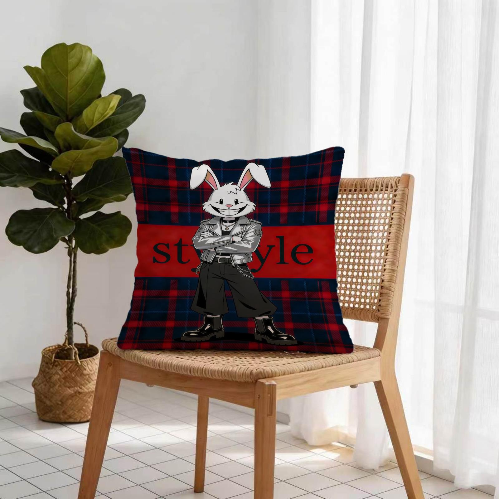 Trendy Rabbit Pattern Pillow, 1 Piece Includes Pillow Core, Soft And Durable, Suitable For Children And Adults, Daily Holiday Birthday Gifts For Beds, Sofas, Cars, Bedroom Decorations