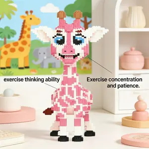 Giraffe 3D Puzzle Building Block Ornament, Home Office Bookshelf Decor, Party Decoration, Ideal Gift for Thanksgiving Christmas Halloween Easter