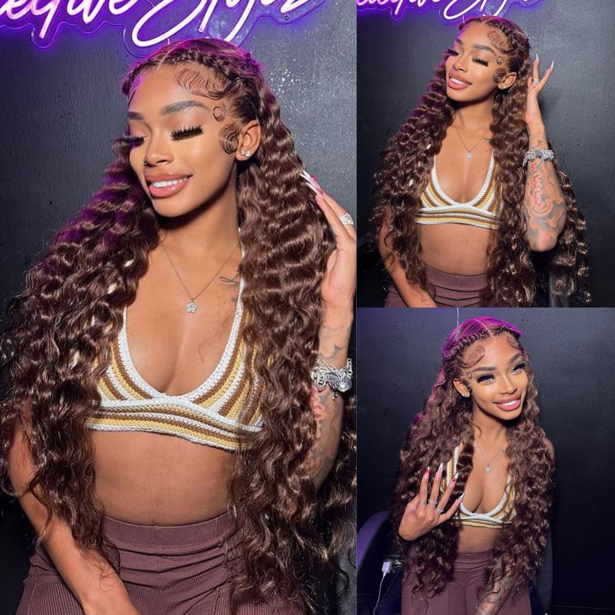 [West Kiss] Pre Braided Wig Dark Brown Deep Wave Glueless 13x4 Lace Front Wig Pre Styled Ready To Go Human Hair Wig Beginner