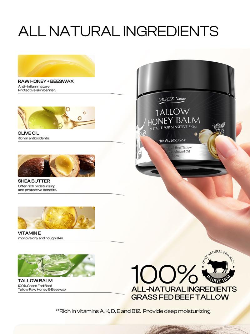 【Highly Recommended】Organic Grass-Fed Tallow & Raw Honey Balm — Intensely Nourishing Cream for Soft, Glowing Skin — Handcrafted with Care