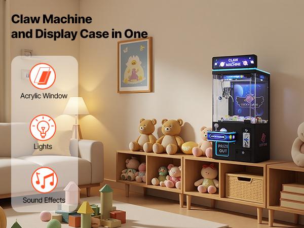 VEVOR Claw Crane Machine, Medium-Sized Arcade Game Machine with Light Sound, Adjustable Steel Claws, Precise Toy Candy Grabber Prize Dispenser Vending Toy, for Commercial Home Cinema, Black Purple