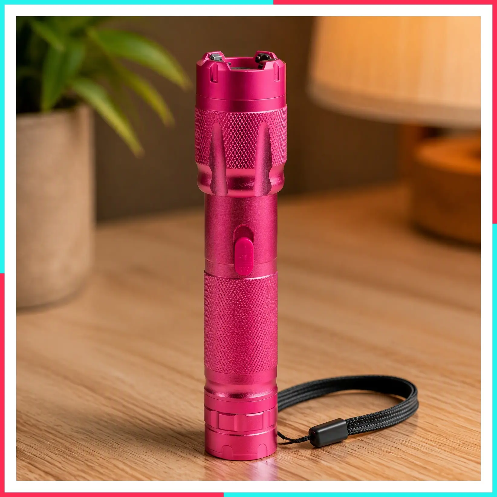 Aluminum Stun Gun for Self Defense Rechargeable with LED Flashlight, Pink