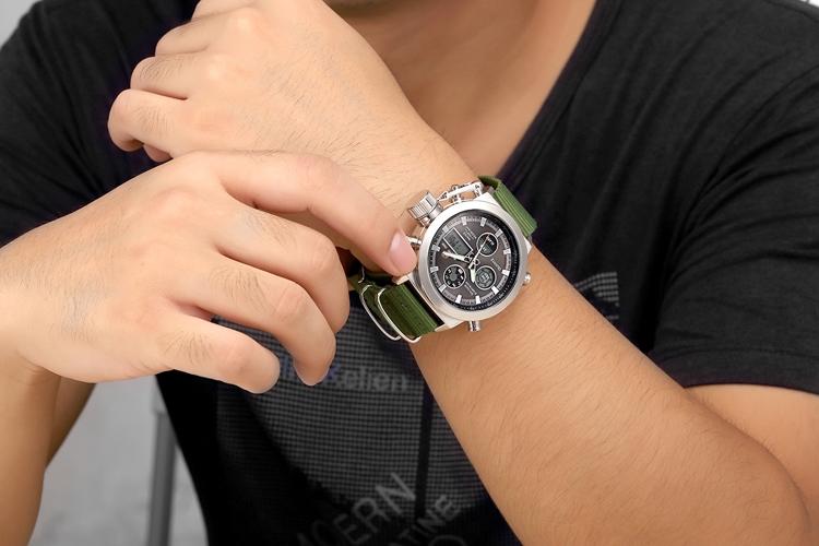 Classic Sporty Dual Movement Watch, Quartz Multifunctional Watch, Stopwatch, Alarm, Waterproof Casual Watch, Trendy Design